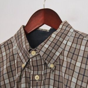 Barbour Men's Grey & Light Blue Plaid Striped Long-Sleeve Button Down Shirt